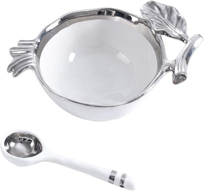 Pampa Bay Get Gifty Bowl and Spoon Set, Silver Pomegranate | Amazon (US)