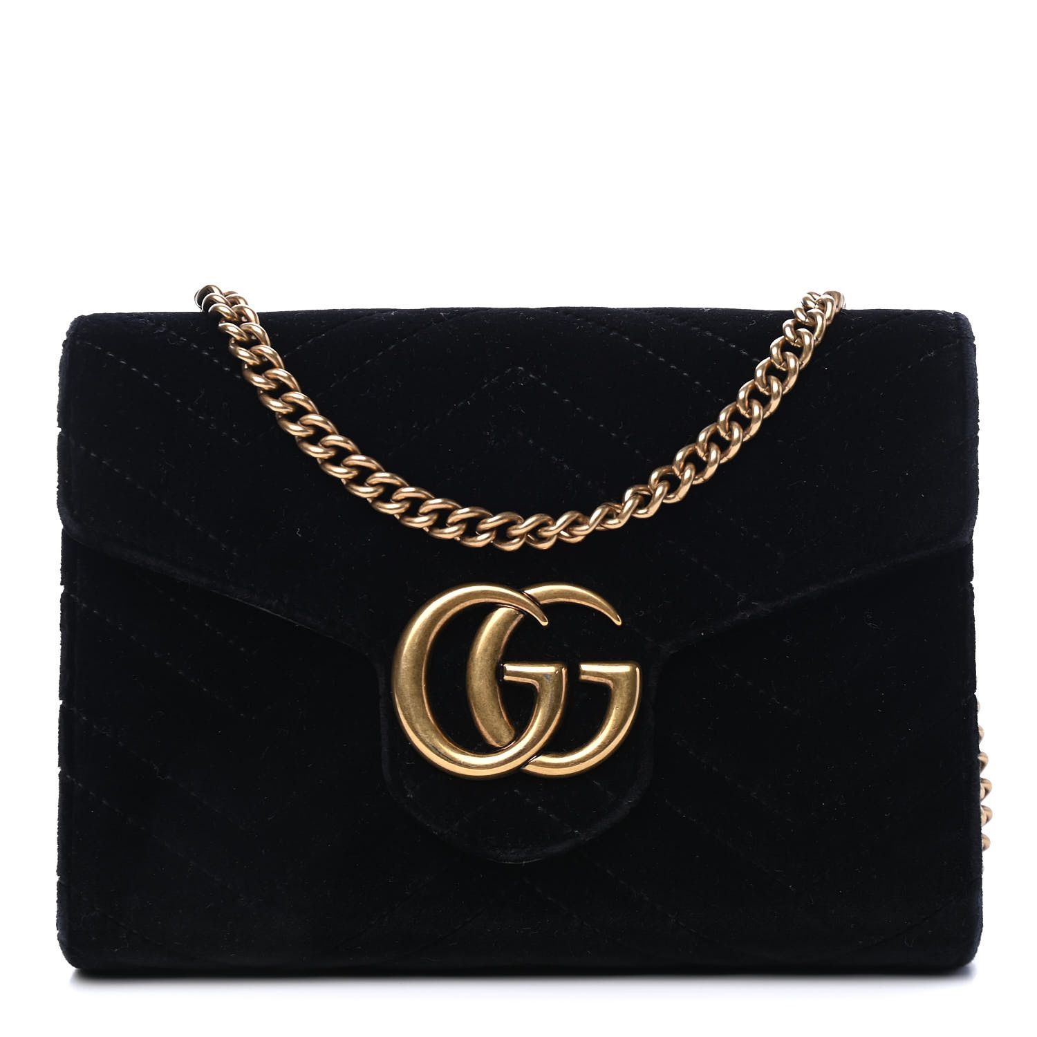 GUCCI

Velvet Matelasse GG Marmont Chain Wallet Black | Fashionphile