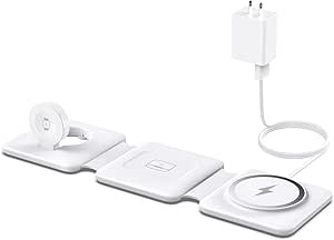 Charging Station for Apple Multiple Devices - 3 in 1 Foldable Magnetic Wireless Charger Dock - Tr... | Amazon (US)