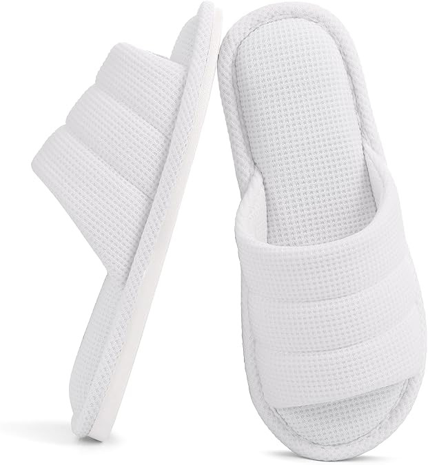 Summer House Slippers for Women Men Breathable Waffle Indoor Slippers Slip-on Open Toe Home Shoes | Amazon (US)
