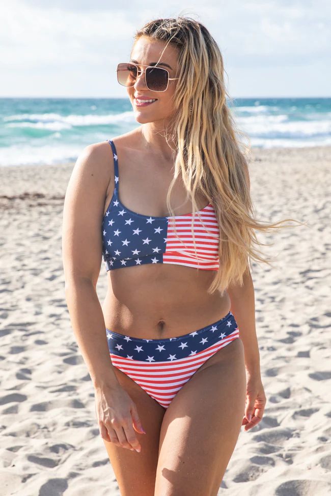 Genuine Style American Flag Bikini Top | Pink Lily