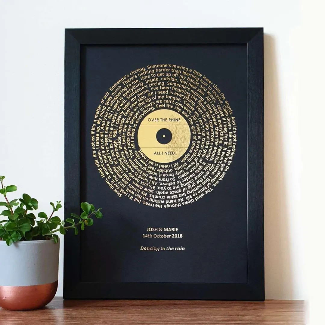 A4 Custom Foil Metallic Song Lyrics Art, Favourite Song Personalised Metallic Foil Lyric Print, R... | Etsy (US)