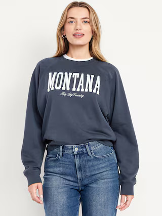 SoComfy Oversized Graphic Raglan Sweatshirt | Old Navy (US)
