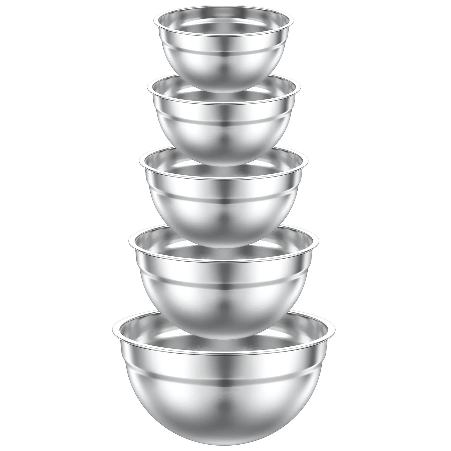 TINANA Mixing Bowls Set, 5 PCS Stainless Steel Mixing Bowls, Metal Nesting Storage Bowls for Kitc... | Walmart (US)
