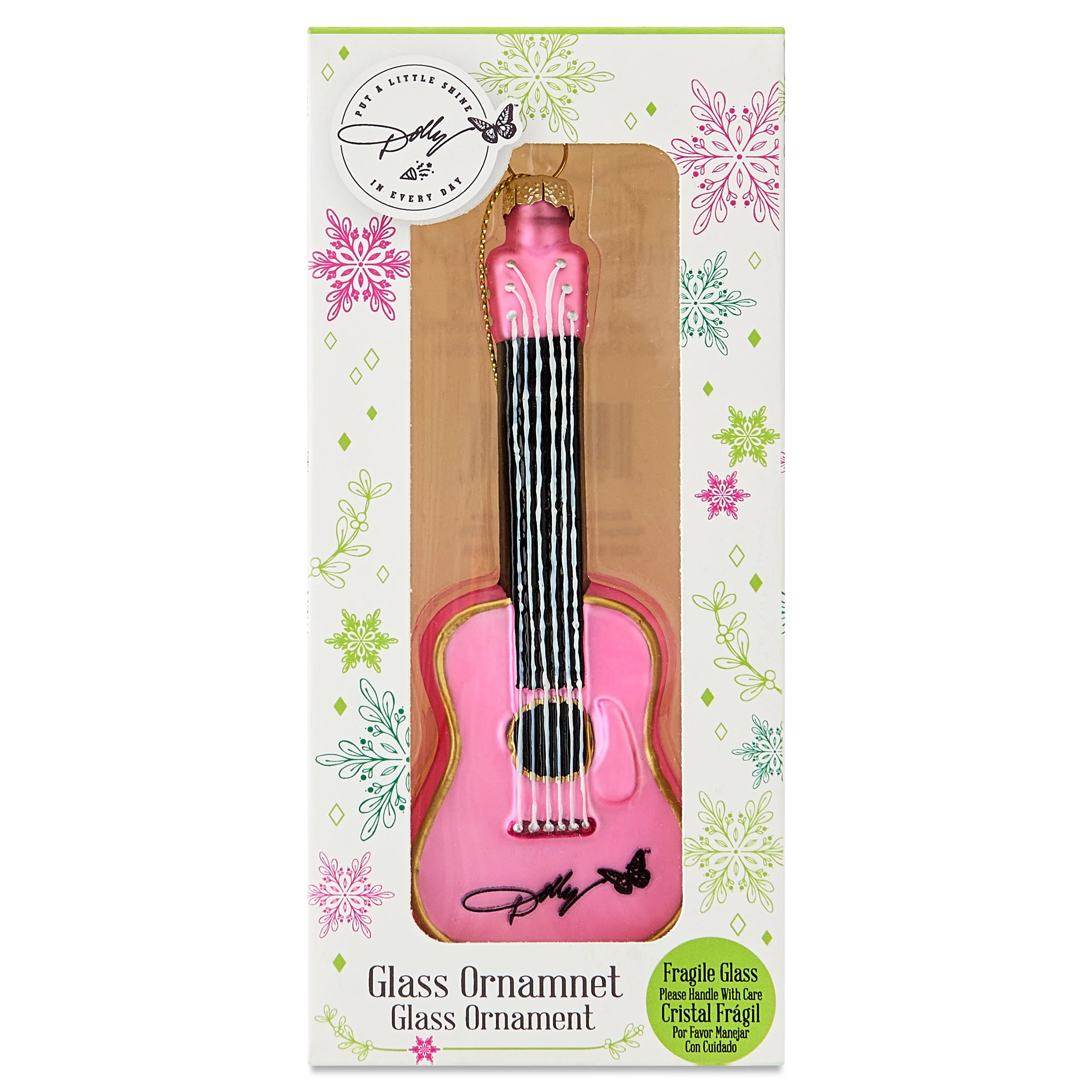 Dolly Parton 80 MM Pink Guitar Holiday Glass Ornament, by Ruz - Walmart.com | Walmart (US)