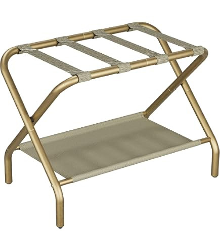 Smart FENDEE Luggage Rack for Guest Room, Folding Suitcase Stand with Shoe Shelf, Easy Assembly, ... | Amazon (US)