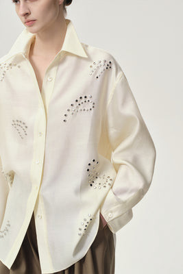 Front Row Shop Stud-embellished Shirt Vanilla - Stud-embellished Shirt Vanilla | Shop.com