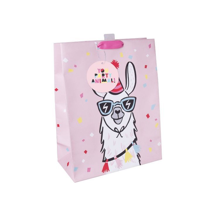 Medium Llama Print Gift Bag Pink - Spritz™ | Target