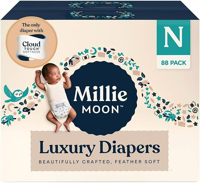 Millie Moon Luxury Diapers – Ultra Soft Cloud Touch Disposable Diapers with 12 Hour Absorbency ... | Amazon (US)