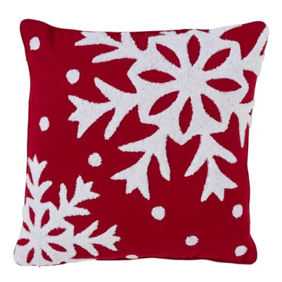 Snowflake Square Throw Pillow Red - Saro Lifestyle | Target