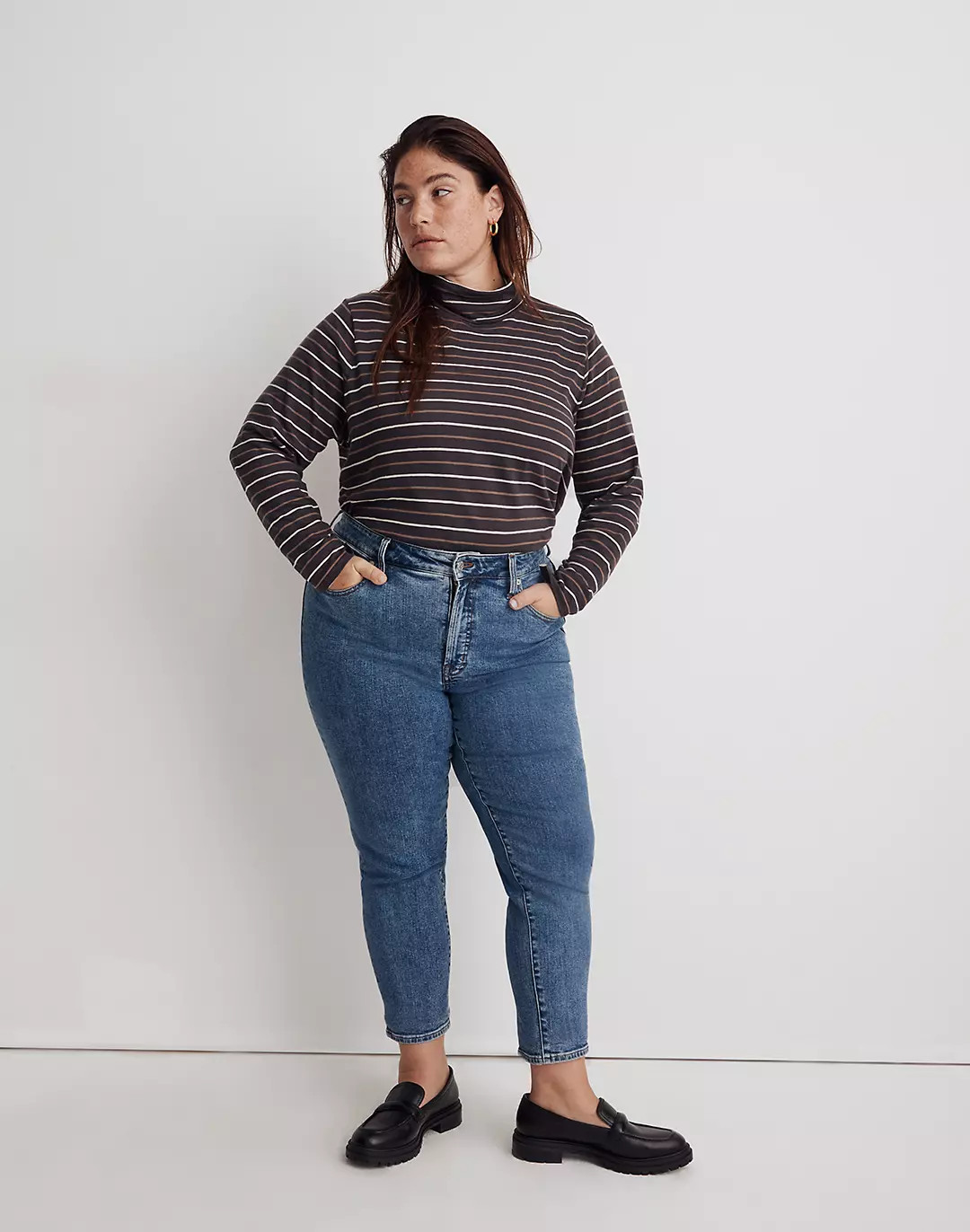 Plus Whisper Cotton Turtleneck in Tessie Stripe | Madewell