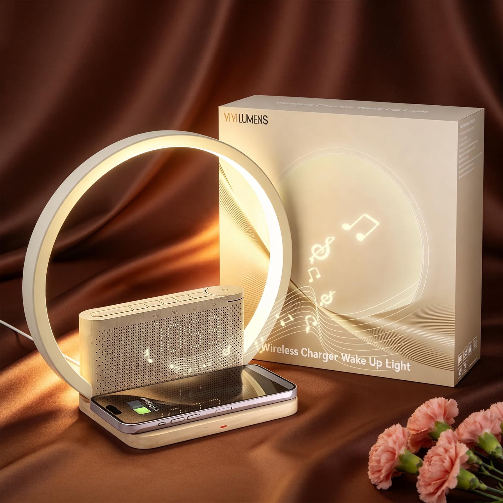 Amazon.com: Vivilumens Sunrise Alarm Clock Wireless Charger, 10 White Noise Sound Machine Alarm Clock with 30/60/90 Mins Timer, 3 Levels Touch Night Light Dual Clocks for Heavy Sleeper Bedroom Decor Gift for Her : Home & Kitchen | Amazon (US)