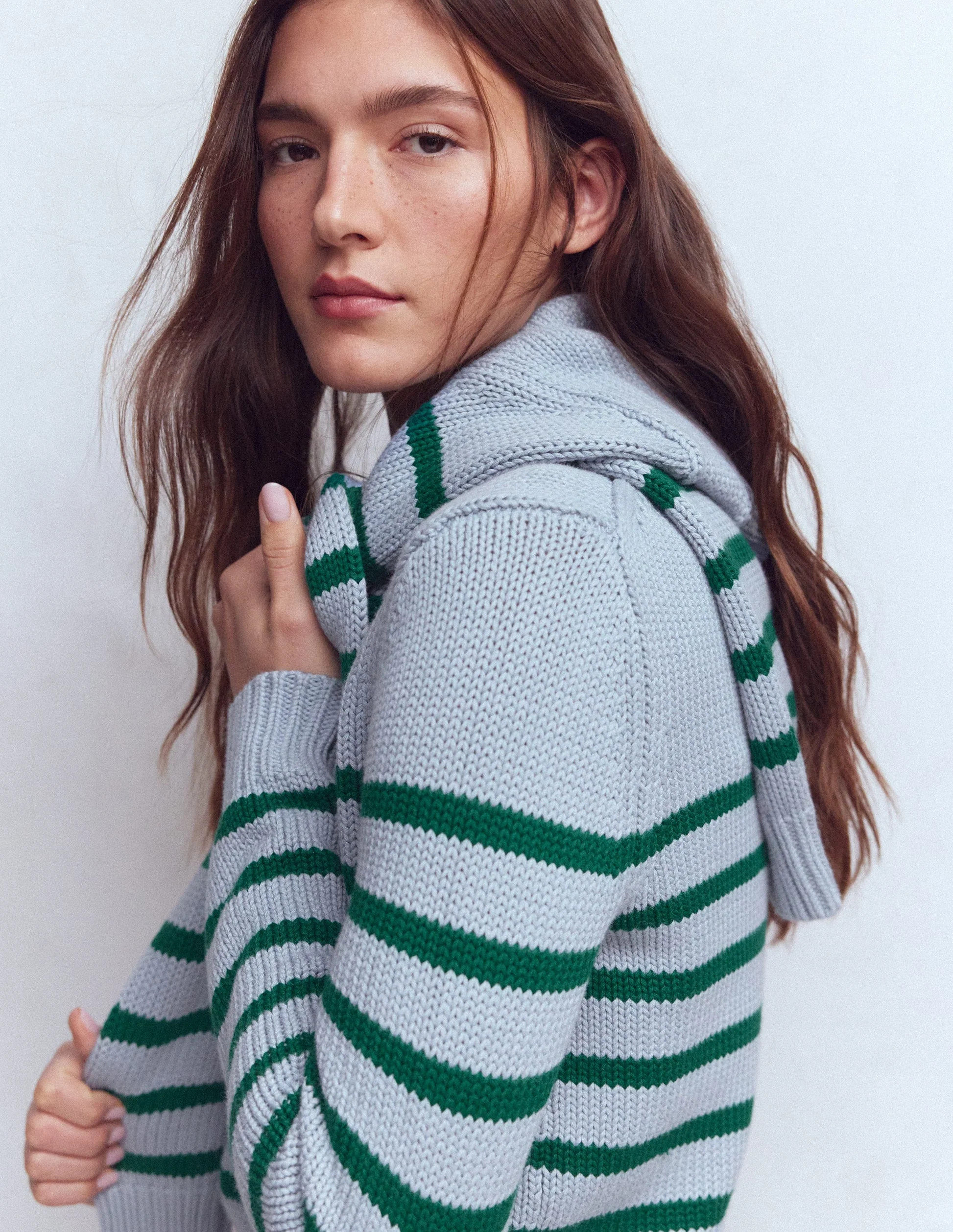 Lucy Chunky Cotton Sweater-Blue/ Green | Boden (US)