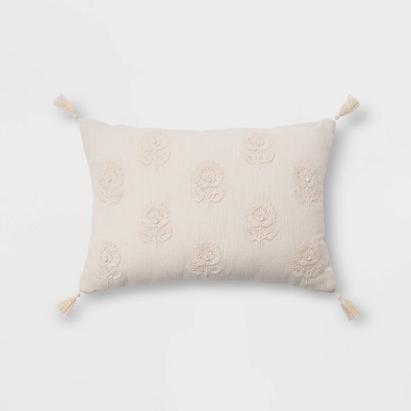 Embroidered Floral Throw Pillow with Tassels - Threshold™ | Target