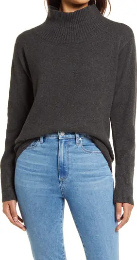 Caslon® Funnel Neck Cotton Blend Sweater | Nordstrom | Nordstrom