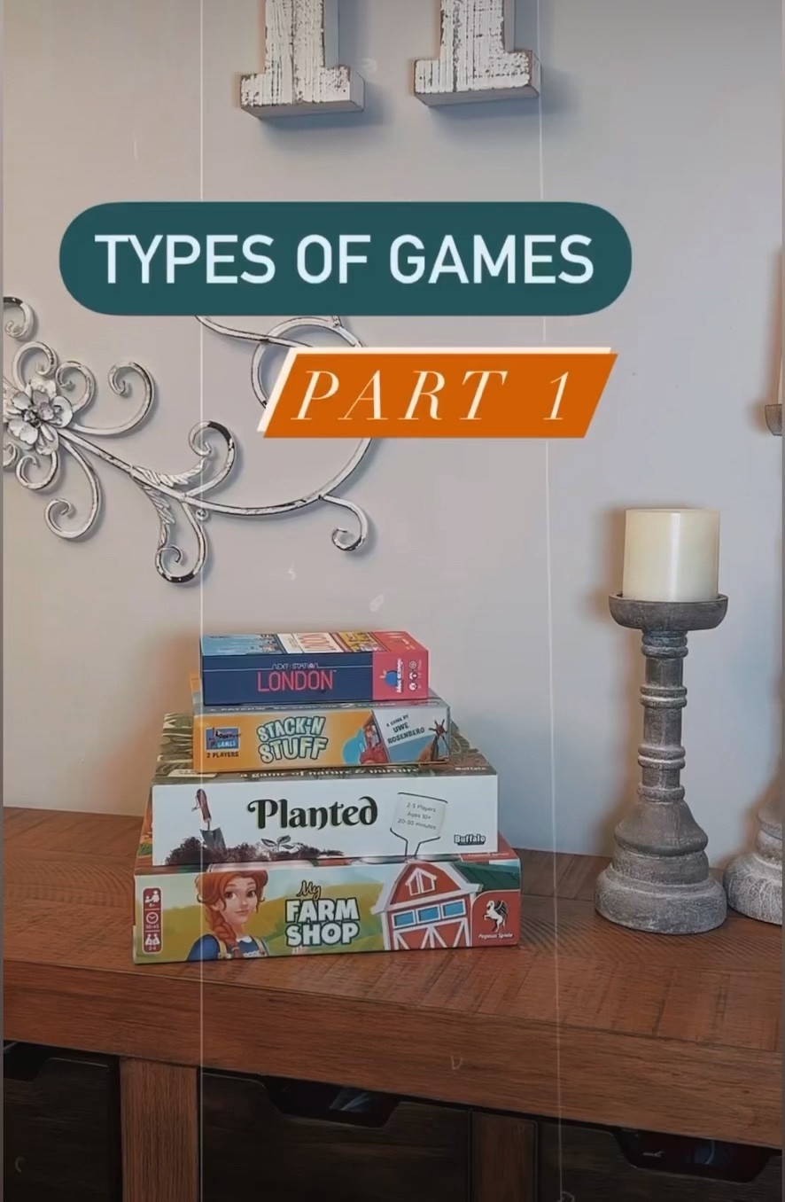 With so many different games and themes to choose from knowing what mechanics or types of games you enjoy is helpful.

Here are 4 types of game we enjoy.
🔎Roll and Writes: These games use a writing device and each player alters their own piece of paper.  They typically use a shared set of events or resources and your goal is to make the best of them. ✨ft. Next Station London by @blueorangegames 
🔎Polyomino: These games use Tetris style pieces and your goal is typically to optimize how they fit together to solve a scoring puzzle and meet objectives. ✨ft. Stack’N Stuff from @asmodee_usa 
🔎Card Drafting:  These games involve a hand of cards where you select a card or two to take and then pass them to the next player.  You have to make the best of what is passed to you and decide what you want to pass to other players. ✨ft. Planted from @buffalogamesinc 
🔎Resource Management: These games involve trading stuff for points.  Your goal is to accumulate various resources to meet objectives that may give you better things or score you points. ✨ft. Farm Shop from @pegasusspiele 

Do you have any favorites types of game?

#LTKkids #LTKfamily #LTKFind