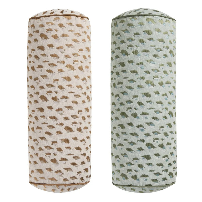 Home Decor Collection 8" x 20" Tan Woven Leopard Bolster Decorative Pillow | Walmart (US)