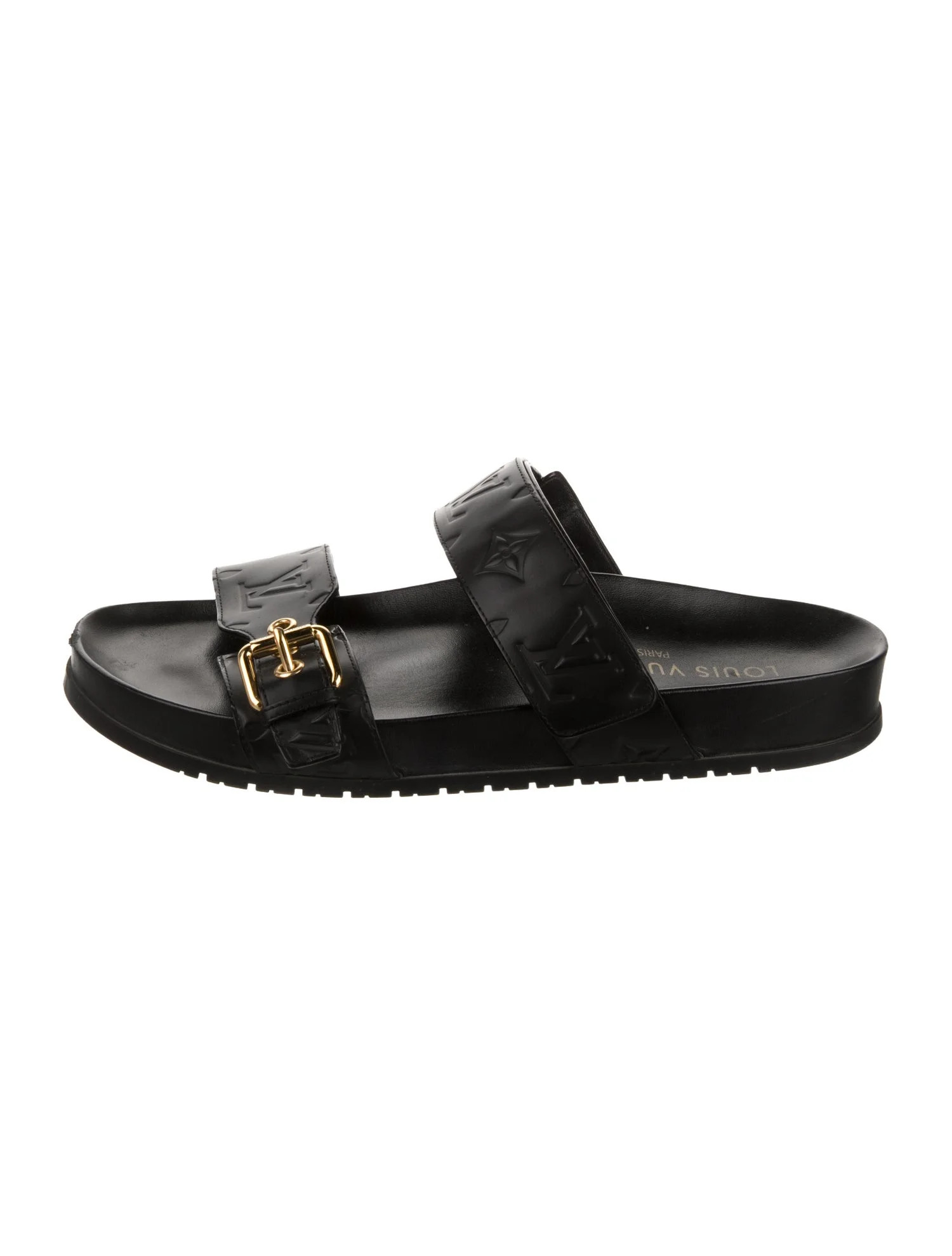 LV Monogram Leather Slides | The RealReal