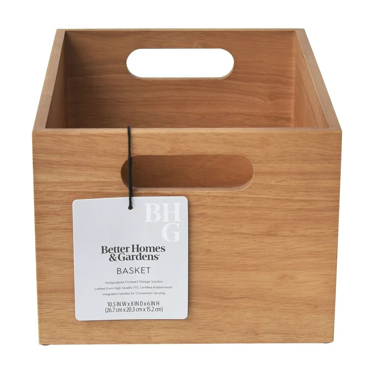 Better Homes & Gardens Wood Basket, Light Honey | Walmart (US)