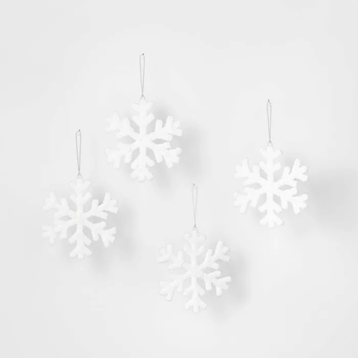 4pk Chenille Classic Snowflake Ornament s - Wondershop™ | Target