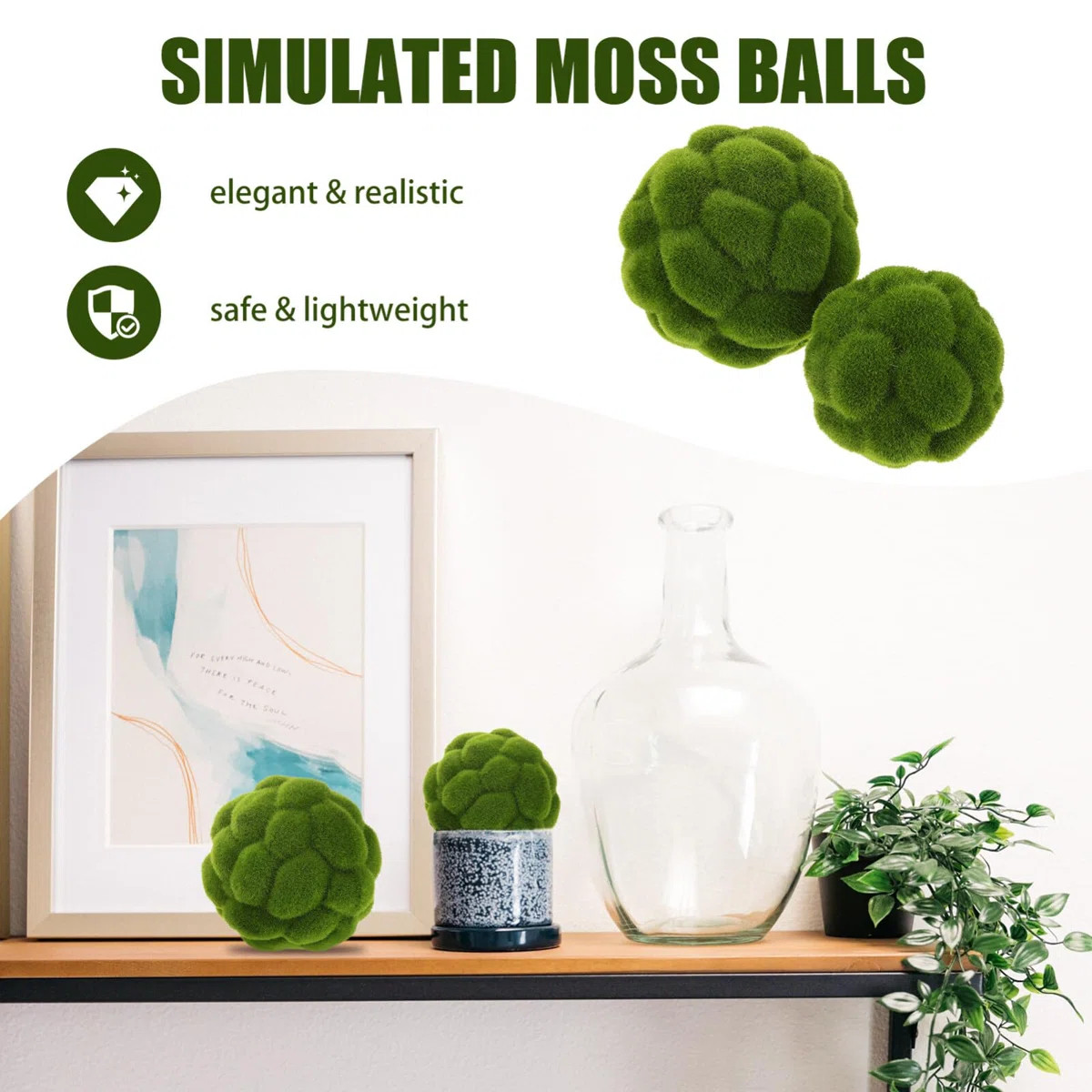 Green Moss Ball Decorations For Centerpiece Bowls, Simulated Moss Balls, Artificial Plant Moss Ba... | Wayfair North America