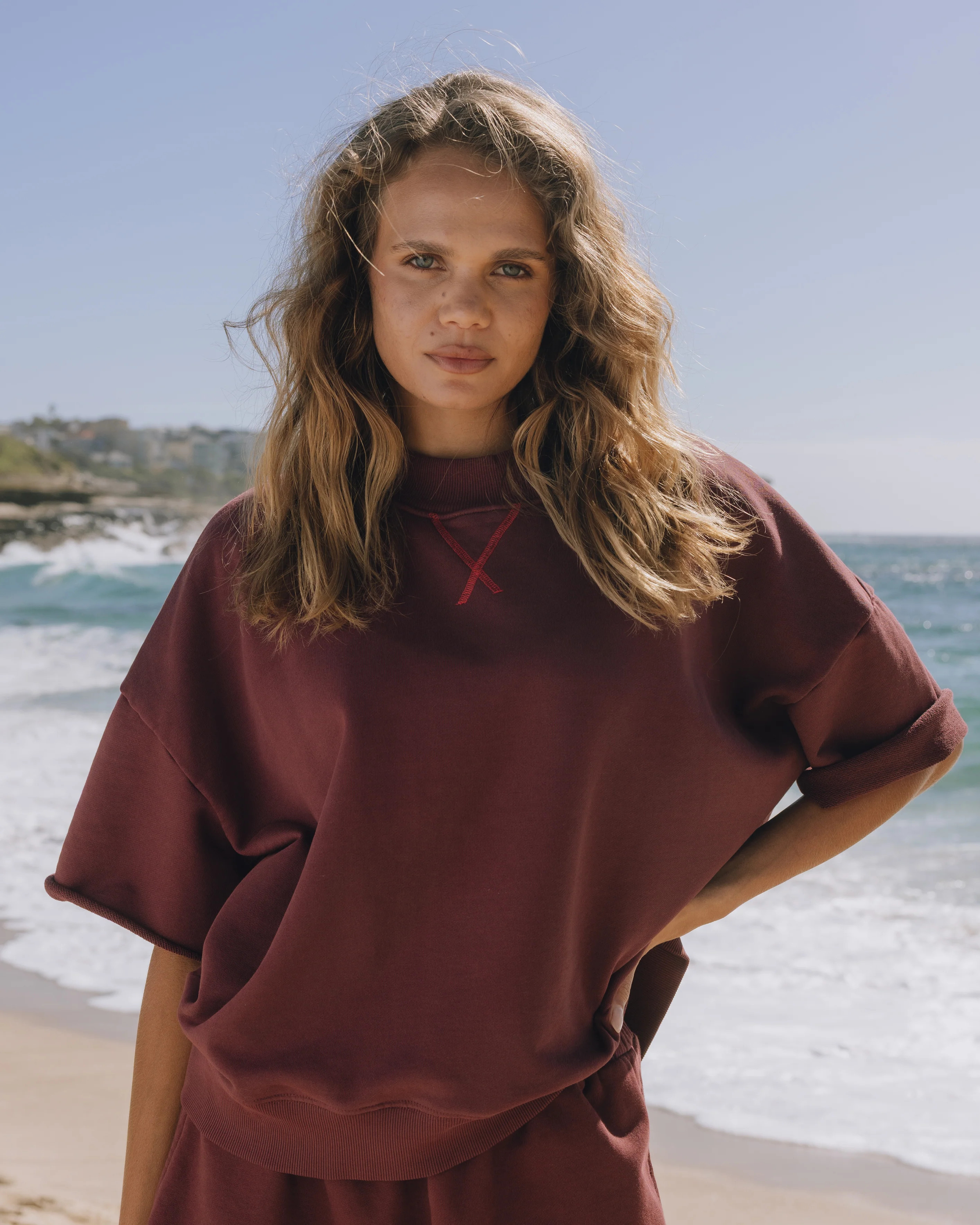 Cropped Sleeve Vintage Crew - Bodega + Heart with Tonal Patch | Daily Drills LLC