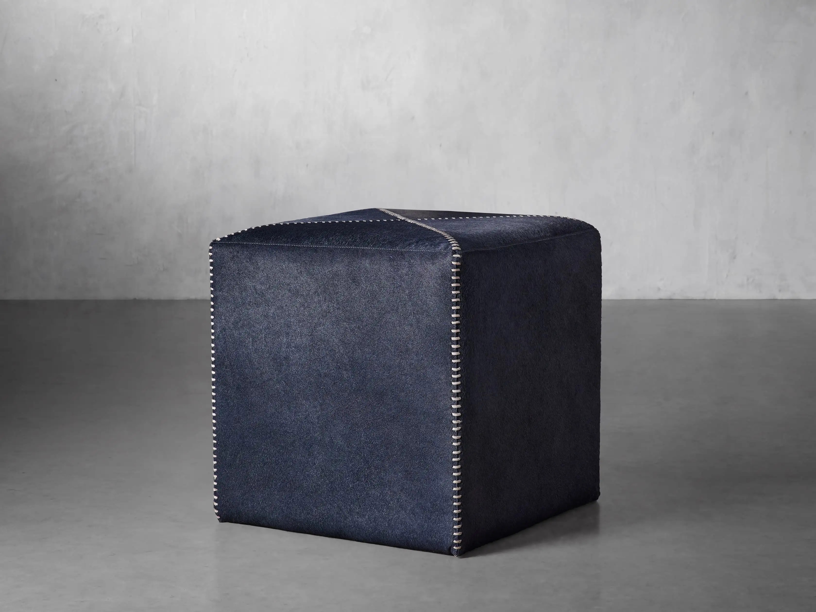 Hide Whipstitch Pouf | Arhaus