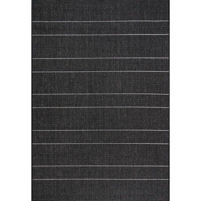 6'x9' Rectangle Indoor and Outdoor Loomed Stripe Area Rug Black - nuLOOM | Target