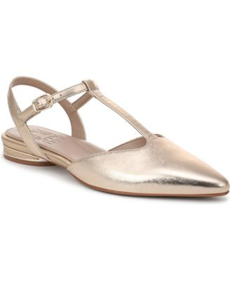 Naturalizer Women's Harlie Strappy Flats - Champagne Metallic Leather | Macy's