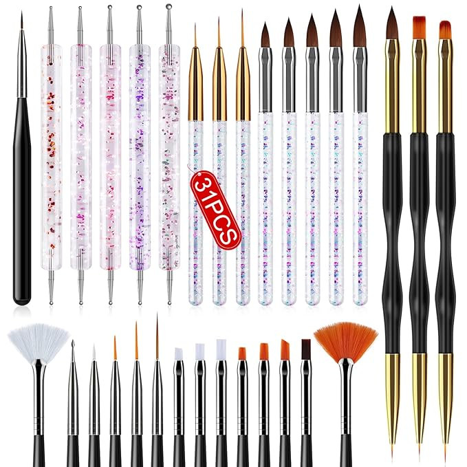 Saviland 31PCS Nail Art Brushes Set - Nail Brushes for Nail Art U V Gel Nail Brushes, Acrylic Nai... | Amazon (US)