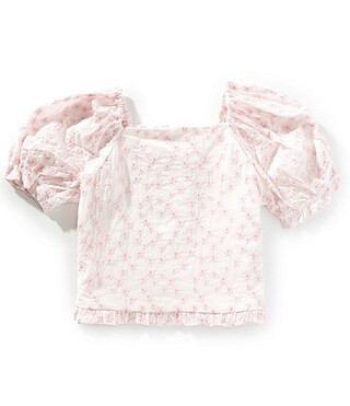 GB Big Girls 7-16 Puff Sleeve Floral Embroidered Top | Dillard's | Dillard's