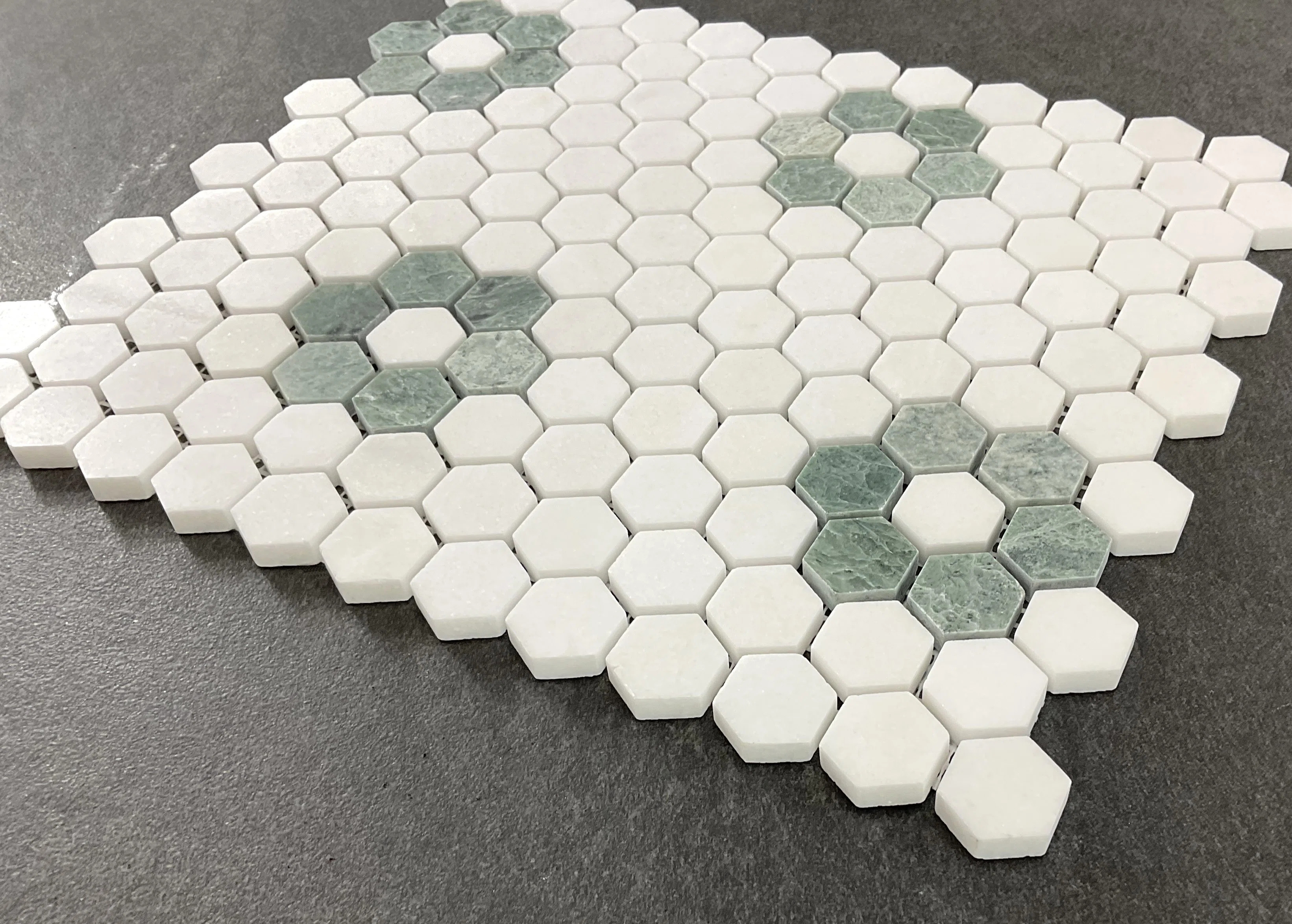 Thassos White and Ming Green 1" x 1" Marble Honeycomb Mosaic Wall & Floor Tile | Wayfair North America