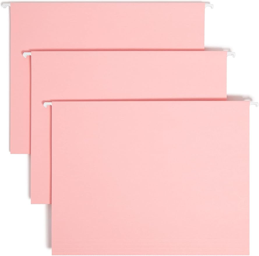 Smead Standard Hanging File Folders, 25 Count, Pink, 1/5-Cut Adjustable Tabs, Letter Size (64066) | Amazon (US)