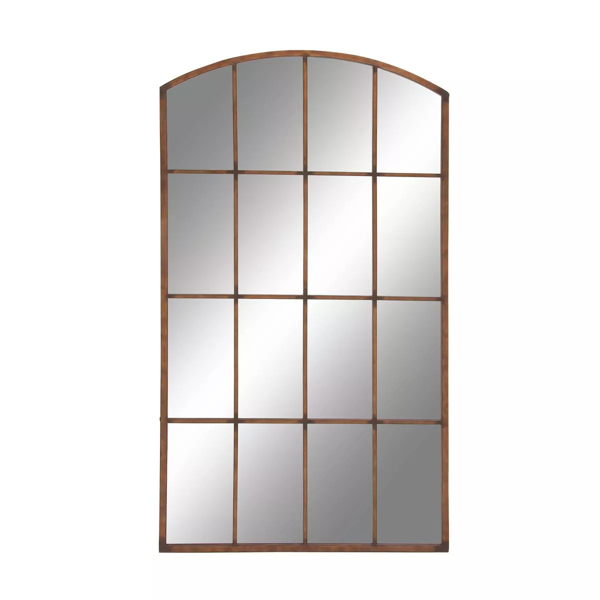 Metal Window Pane Inspired Wall Mirror with Arched Top Copper - Olivia & May | Target