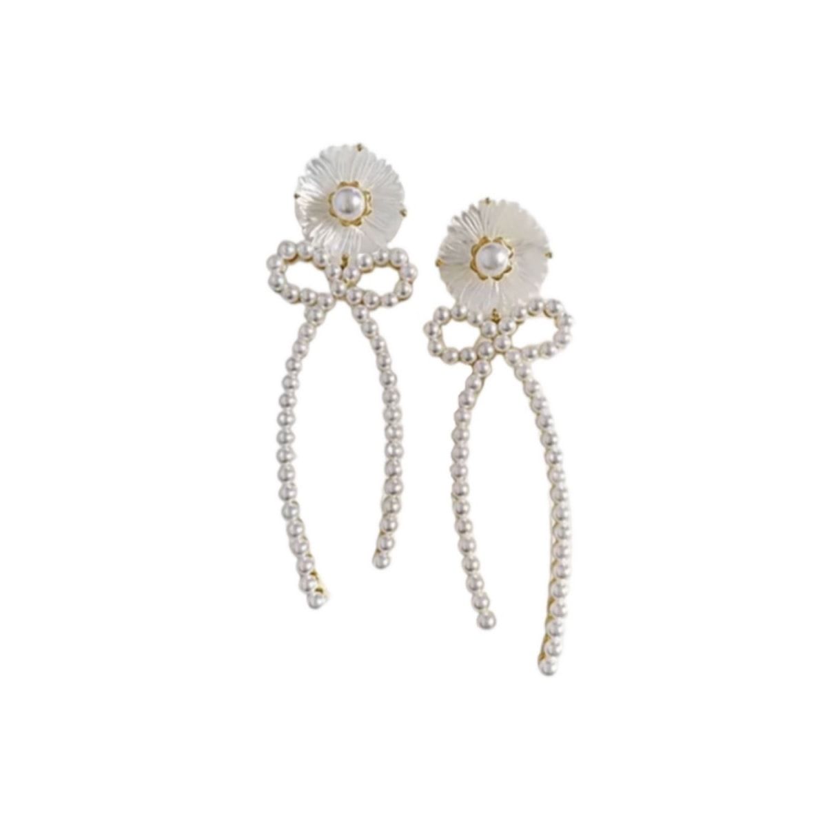 Mother Of Pearl Bow Earrings | Wolf & Badger (US)