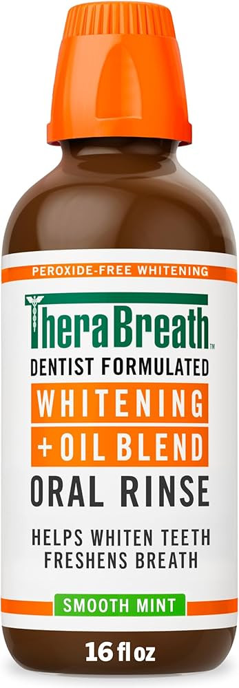 TheraBreath Whitening + Oil Blend Oral Rinse, Alcohol-Free & Peroxide-Free Mouthwash Helps Whiten... | Amazon (US)