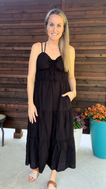 #walmartpartner 
Back with another dress that I am loving, and of course, I found it on @Walmart! True to size, pockets, fun tie in the back, and affordable! What more could you ask for? I also recommend the sandals, bracelets, and earrings! I’ve been wearing them on repeat! @walmartfashion #walmartfashion