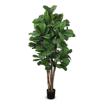 Faux Botanical Fiddle Leaf in Green Finish | Wayfair Professional