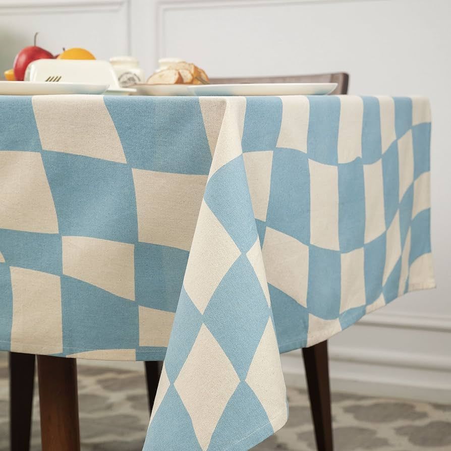 Folkulture 100% Cotton Blue Table Cloth or Outdoor Tablecloth, Square Tablecloth, Checkered Table... | Amazon (US)