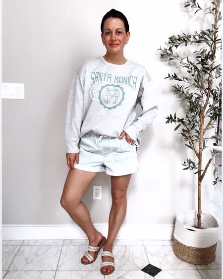 Comfy casual outfit from @walmart! Shorts run true to size  to small - I’m wearing a medium.  Sweatshirt runs true to size - I’m wearing a medium.

#walmartpartner #walmartfashion

#LTKfindsunder50 #LTKover40 #LTKstyletip