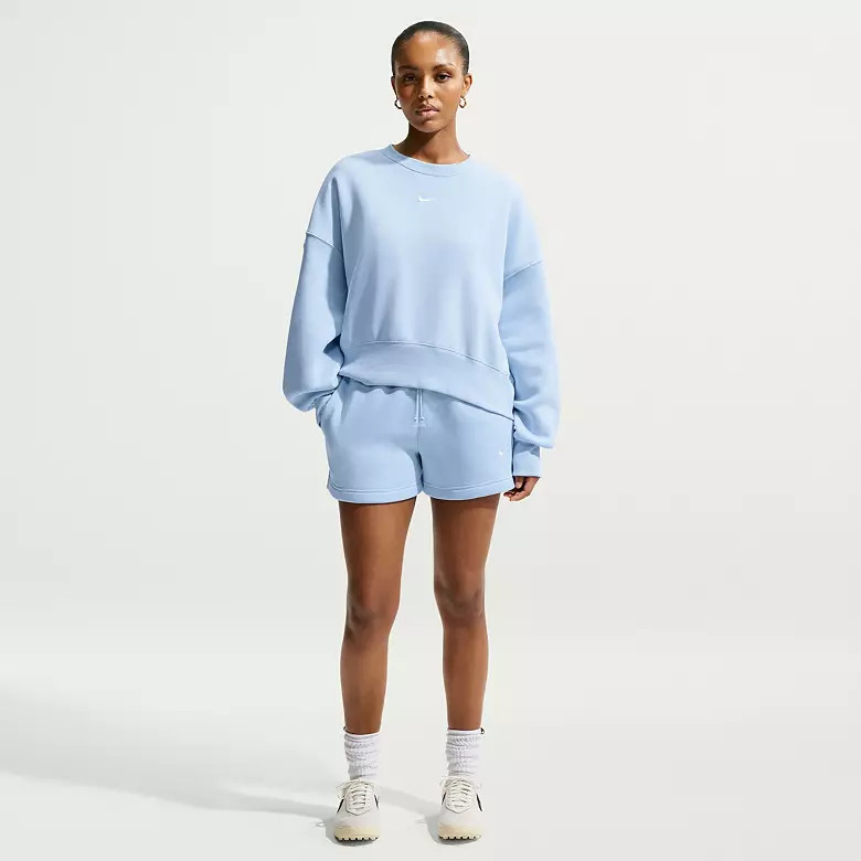 Nike Women's Sportswear Phoenix Fleece Mid-Rise 4" Shorts, Large, Blue Tint | DICK'S Sporting Goods