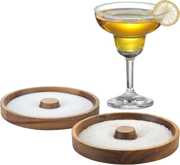 2 Pack Margarita Salt Rimmer, Wood Glass Rimmer for Cocktail, Glass Rimming for Salts and Sugars,... | Amazon (US)