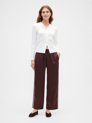 Satin Straight-Leg Crop Pants | Gap Factory