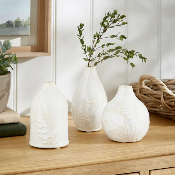 Set of 3 Churchgate Fern Ceramic Bud Vases | Dunelm (migrated)