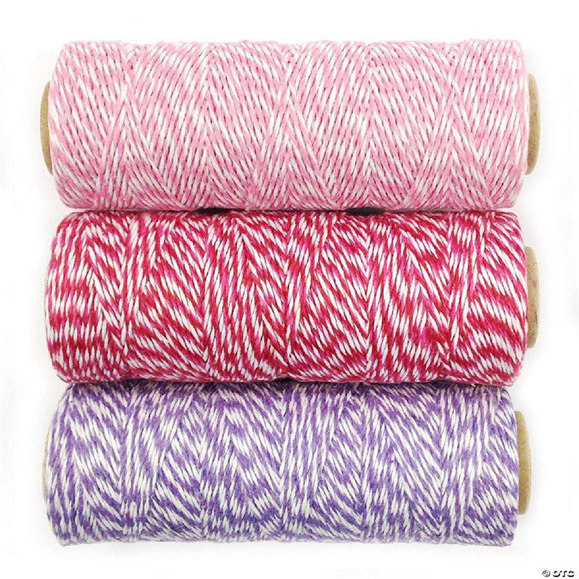 Wrapables Cotton Baker's Twine 4ply 330 Yards (Set of 3 Spools x 110 Yards) (Pink, Red & Hot Pink... | Oriental Trading Company