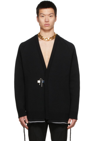 Black Wool Padlock Cardigan | SSENSE