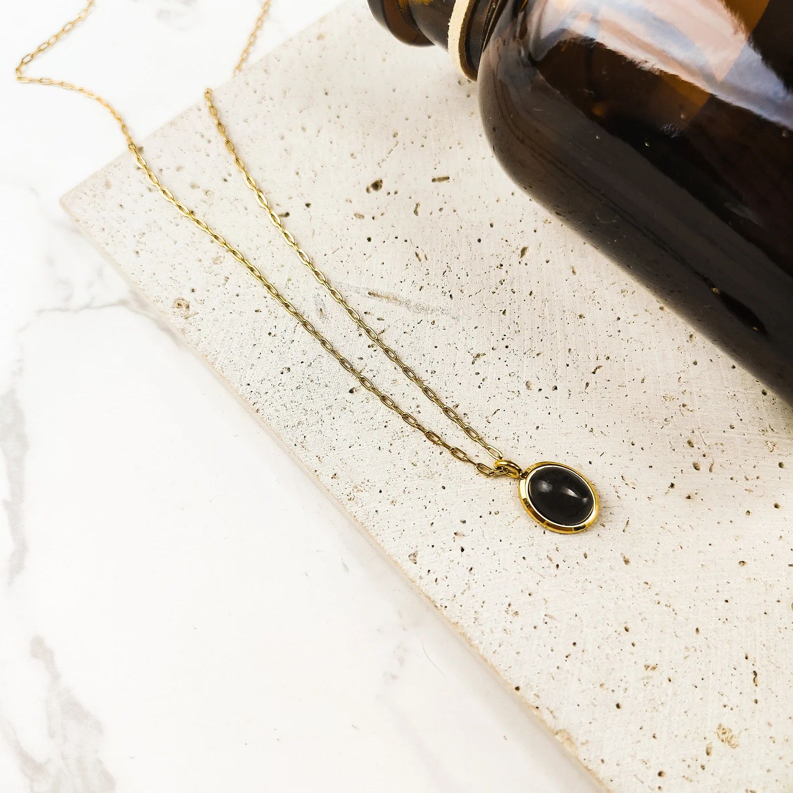 18k Gold French Style Vintage Black Onyx Necklace Onyx - Etsy | Etsy (US)