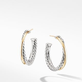 The Crossover Collection® Medium Hoop Earrings with 18K Yellow Gold | David Yurman