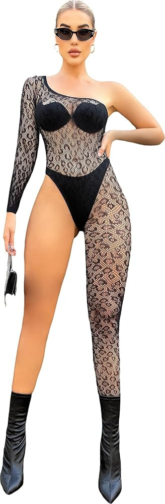 Womens One Piece Fishnet Bodystocking Lingerie Mesh bodysuit Jumpsuit Teddy Lingerie Nightwear | Amazon (US)