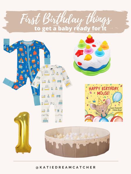 Preparing a baby for his first birthday!! Birthday pajamas, birthday book, birthday cake toy, baby ball pit, first birthday balloon  

#LTKparties #LTKbaby #LTKfamily
